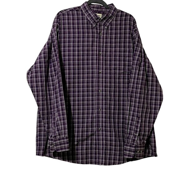 Wrangler Riata Mens Size XXL Purple Plaid Button-Down Shirt Cotton Polyester - Picture 1 of 6